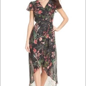 Black Floral Hi Low Dress